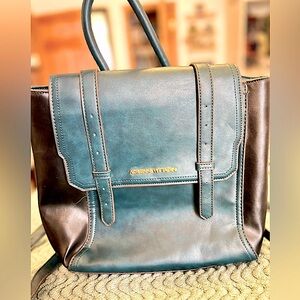Adrienne Vittadini Backpack & Purse Stylish Blue and Black- Adjustable 2 in 1